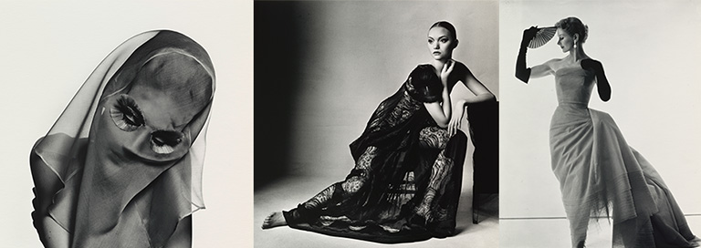 Modebilder på utställningen ”Irving Penn – Fashion” på Åmells
