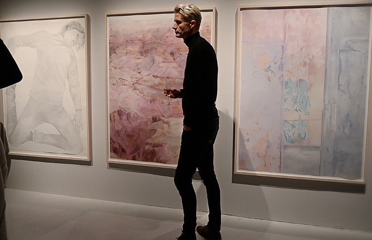 Vernissage för Beckers konstnärsstipendiums 30-årsjubileumsutställning på Färgfabriken: Maria Nordins akvareller